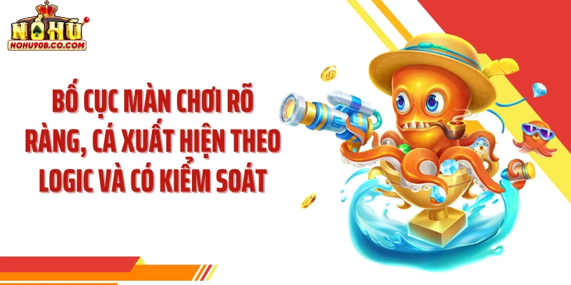 Bố cục màn chơi rõ ràng, cá xuất hiện theo logic và có kiểm soát